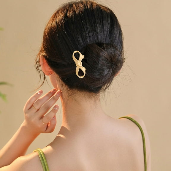 HEANUJJ Bow French Hair Pin U Shaped Hair Styling Golden 1Pcs Women Daily Use