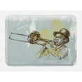 thumbnail image 1 of Jazz Music Bath Mat, Trumpet Player Illustration Rock and Roll Party Classic Artful Design, Non-Slip Plush Mat Bathroom Kitchen Laundry Room Decor, 29.5 X 17.5 Inches, Gray Yellow Black, Ambesonne, 1 of 2