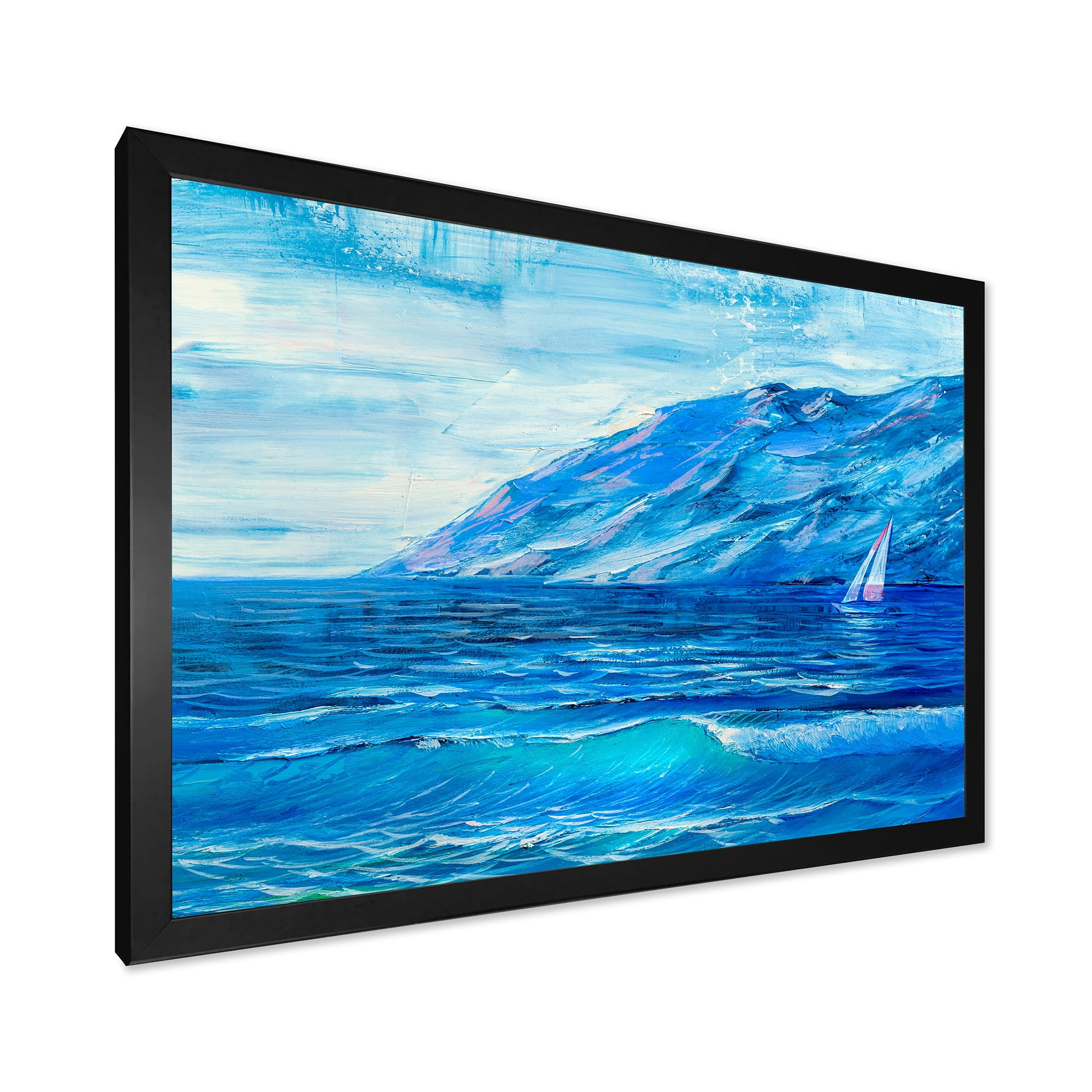 Designart 'Sunrise Glow On The Sea Waves II' Nautical & Coastal Framed Art Print