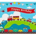 thumbnail image 4 of Colorful Vehicle Themed Backdrop Banner for Kids Happy Birthday Party Decoration Photography Props Background Party Supplies Decors, 4 of 8