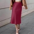thumbnail image 2 of MIXUE Skirts For Women Summer Solid Color High Waist Slim Fit Elegant Casual Midi Skirt Sportswear,Red,S, 2 of 5