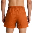 thumbnail image 4 of Eryao Men's Lightweight Linen Shorts Casual Elastic Waist Drawstring Shorts Summer Beach Vacation Athletic Shorts with Pockets,Orange,M, 4 of 7
