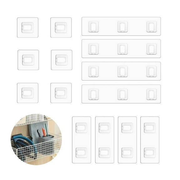 Wall Hanging Hooks Set,QZS Waterproof Wall Adhesives Hooks for Soap Holder,No Drill Shower Adhesive Strips for Storage Shelves,Kitchen,14Pack