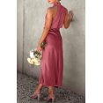 thumbnail image 3 of Vestido PRETTYGARDEN 2025 Satén Sin Mangas Cuello Simulado Maxi Rojo S, 3 of 8