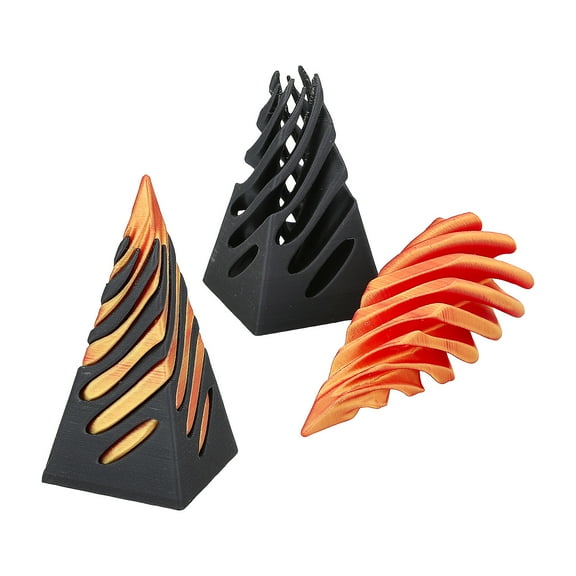 1 3/4" x 3 1/4" 3D-Printed Pyramid Spiral Plastic Fidget Toys - 12 Pieces