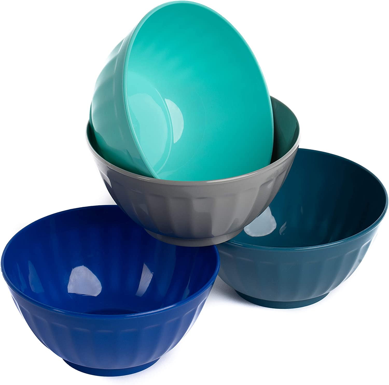 KX-WARE Plastic Bowls with Lids set of 6 - Unbreakable and Reusable 6-inch  Plastic Cereal/Soup/Salad Bowls Multicolor, Microwave/Dishwasher Safe, BPA