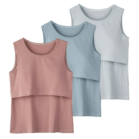 

Pretty Comy Summer Women s Maternity Nursing Tank Top Sleeveless Comfy Breastfeeding Clothes (3 Pack)