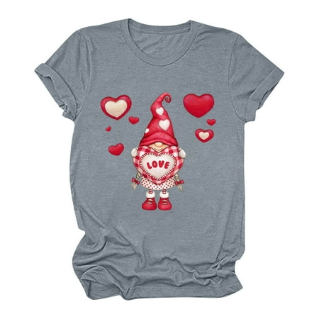 

Corset Top Long Sleeve Workout Tops for Women Women s Short Sleeve Valentine s Day Printed Casual Top Pullover T-shirt Valentines Shirts for Women White Shirts for Women on Sales Gray M