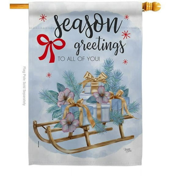 Breeze Decor  Season Greetings House Flag Winter Wonderland 28 x 40 in. Double-Sided Decorative Vertical Flags for Decoration Banner Garden Yard Gift