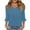 Blue, variant on Womens Ruffle 3/4 Sleeve Tops V Neck Casual Cute Fall Spring Summer Tee Shirts Solid Color Loose Tshirts (XL, White)
