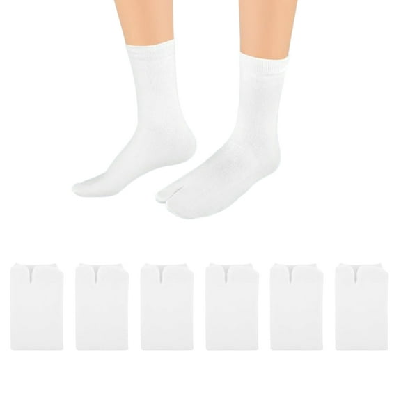 6 Pairs Comfort Split-Toe Socks, Stretchy Cotton Two-Toe Non-Slip Socks for Sandals, Summer, Indoor - Unisex