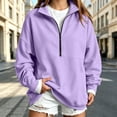 thumbnail image 2 of Ozmmyan Womens Half Zip Sweatshirt for Womens Stand Collar Long Sleeve Oversized Pullover Casual Solid Color Winter Top, 2 of 5