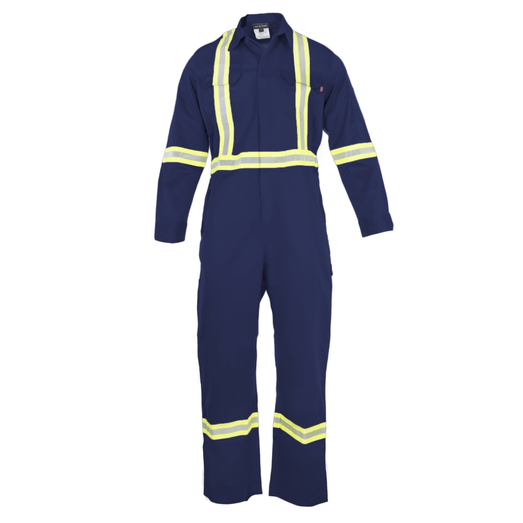 4X-Large, Navy Blue 88% C/12% N Flame Resistant FR High Visibility Hi Vis Coverall 