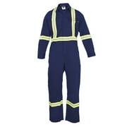 Flame Resistant FR High Visibility Hi Vis Coverall - 88% C/12% N (Small, Navy Blue)