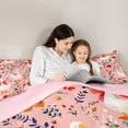 thumbnail image 4 of Manfei Cute Bow Duck Animal Queen Comforter Set for Boys Girls, Rustic Floral Bedding Comforter Set, Pink Reversible, 3-Piece, 4 of 6