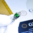 thumbnail image 3 of Elegant Women 14k White Gold Filled Sterling Silver Square Cut Emerald Gemstone Birthstone  Crystal Wedding Bridal Band Ring Size 6-10, 3 of 5