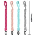 thumbnail image 3 of Pacifier Clip Pacifier Holder EIMELI 4 Pack Universal Braided Flexible Pacifier Leash Teething Ring Holders for Boys and Girls Baby Teething Toy, Soothie by Hand-Made, 3 of 7