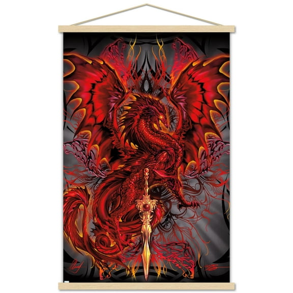 Ruth Thompson - Dragonblade Bloodblade Wall Poster with Wooden Magnetic Frame, 22.375" x 34"