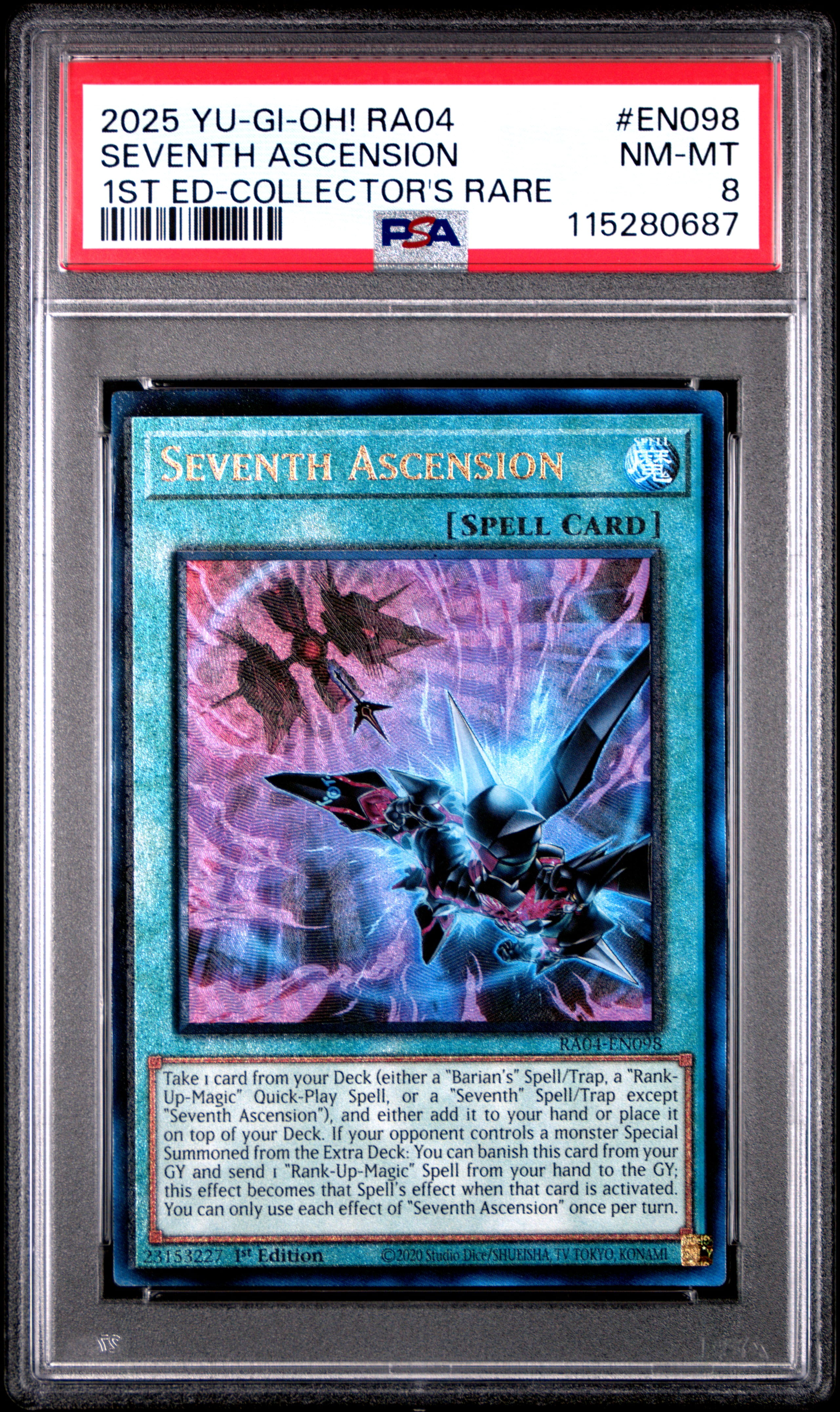 Yu Gi Oh! TCG, PSA Graded 8 NM MT, Seventh Ascension 1St Ed Collector'S Rare #EN098, Ra04 Quarter Century Stampede, Fully Encapsulated Bundle with Compatible Yu Gi Oh! Hard Sealed Case