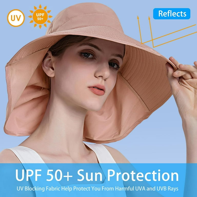 Women\'s UPF 50+ Sun Hat with Wide Brim Neck Flap Ponytail Hole Amazon.com: Women Sun Hats Wide Brim Ponytail Hole Neck Flap  main image 4