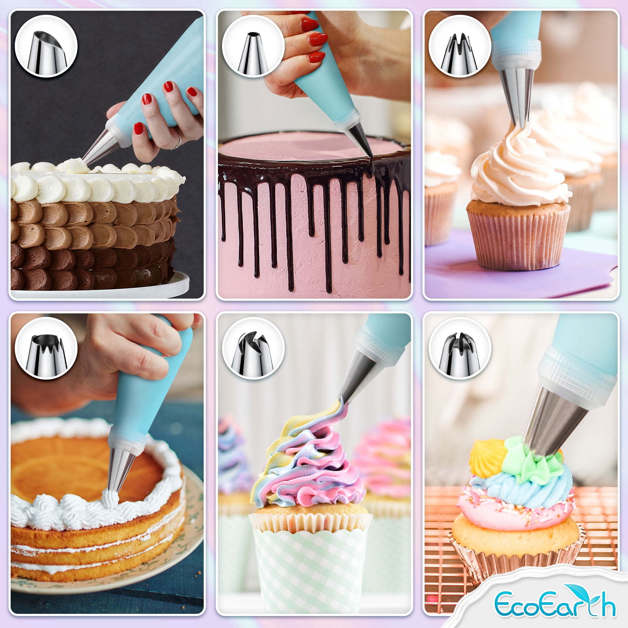 Disposable Piping Bags (12”, 100 Pack) for Decorating Cakes, Pastry Bags for Cupcakes & Cookies Frosting by EcoEarth