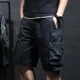 thumbnail image 5 of Pantalones cortos para hombre, anchos, holgados, de gran tamaño, con botones, pantalones cortos cargo para hombre, sueltos, populares, elegantes, casuales, de algodón, vintage, nuevos en Y2k, 5 of 5