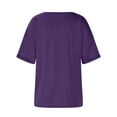 thumbnail image 6 of Womens Cotton Tops Tshirts Rolled Short Sleeve V Neck Solid Color Casual T Shirts Loose Fit Base Tees (S, Purple), 6 of 7