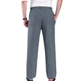 thumbnail image 3 of Ketyyh-chn99 Mens Pants Casual Linen Pants Elastic Waist Slim Fit Pants Dark Gray,3XL, 3 of 4
