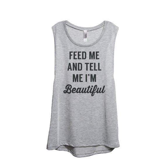 Thread Tank Feed Me Im Beautiful Women's Sleeveless Muscle Tank Top Sport Grey Small