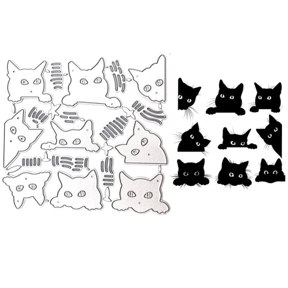 LZBRDY 9 Pieces Cats Head Metal Cutting Dies for Scrapbooking and Card Making Birthday Christmas Halloween Craft Die Cuts