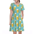 thumbnail image 1 of Fotbe Beer Vestido Largo de Moda para Mujer, Vestido Tipo Camiseta con Manga Corta y Estilo Casual a Rayas y Bloques de Color, 1 of 6