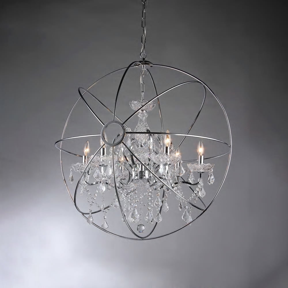 Warehouse of Tiffany RL6806B-32CH Saturn 7 in. 6-Light Indoor Bronze Finish Chandelier with Light Kit