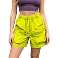 thumbnail image 2 of Women's Quick Dry Cargo Shorts, Elastic Waist Drawstring Hiking Shorts with Multi-Pockets, Lightweight and Breathable for Outdoor Activities and Casual Wear Green S, 2 of 7