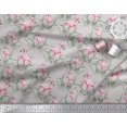 thumbnail image 3 of Soimoi Grey polyester Crepe Fabric Grass & Flamingo Bird Print Fabric by Yard 42 Inch Wide, 3 of 3