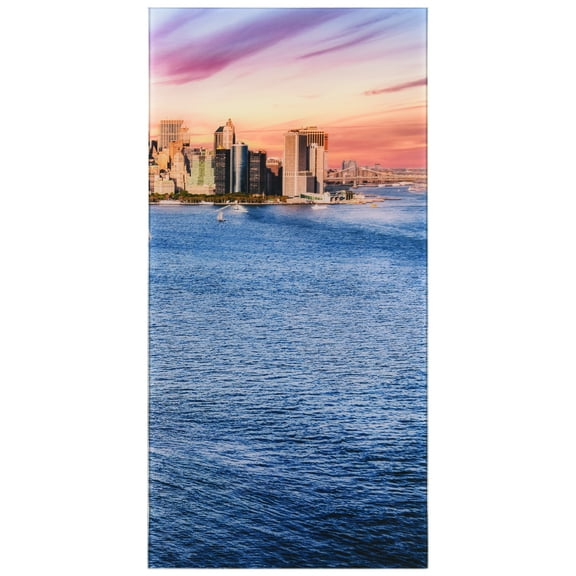 "New York View C" Frameless Free Floating Reverse Printed Tempered Art Glass Wall Art