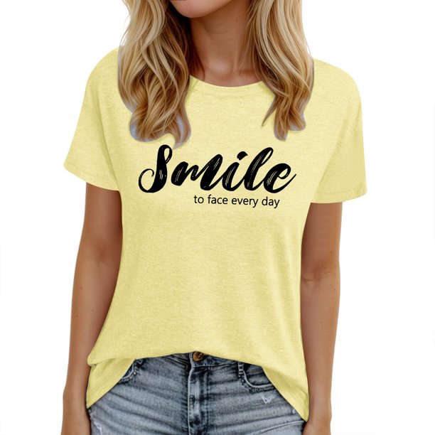 Camiseta informal de manga corta con cuello en V y estampado para mujer - Poliéster y spandex, transpirable, diseño floral - Top de moda para verano/otoño