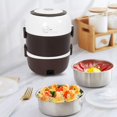 thumbnail image 4 of DONSU 3 Layers Electric Lunch Box, 2L Portable Electric Heating Lunch Box 360°Steam Heating Warmer Container Rice Cooker for Home, Office, School (200W 110V), 4 of 4