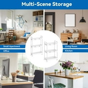 Oumilen 2 Pack 3 Tier Slim 15.4 Storage Kitchen Cart, Shelving Unit Rolling Rack with Wheels, White