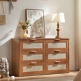 thumbnail image 3 of LEYAOYAO 3 Pcs Bohemian Bedroom Furniture Set, Bedroom Set with 48"W Dresser, 2 Drawer Nightstands with Shelf, Coastal Farmhouse Style, 3 of 9