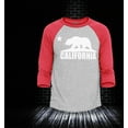 thumbnail image 2 of Shop4Ever Men's California White Bear Hoodies Republic of CA  Raglan Baseball Shirt XX-Large Heather Grey/Red, 2 of 4