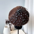 thumbnail image 5 of CoCopeaunt Autumn And Winter New Wool Beret Women’S Polka Dot Net Knit Artist Hat Good Version Of The Air Hostess Hat, 5 of 6