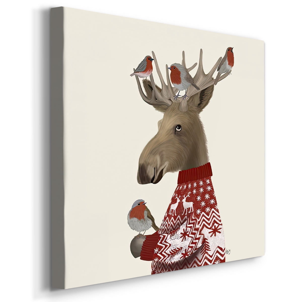 Moose and Robins- Gallery Wrapped Canvas