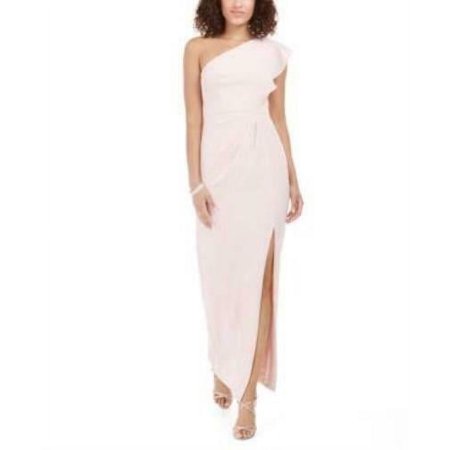 Adrianna Papell Ruffled One-Shoulder Gown, Choose Sz/Color: 4/Blush