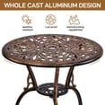 thumbnail image 4 of Ktaxon 3Pcs Patio Bistro Set, Cast Aluminum Outdoor Dining Table with Umbrella Hole and Chairs Set of 2, Rust-Resistant & Umbrella Hole, Use for Indoor Outdoor Garden Balcony (Butterfly, Bronze), 4 of 8