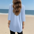 thumbnail image 5 of Duoif Shirts for Women, Womens Tunics to Wear with Leggings Summer 3/4 Length Sleeve V Neck Tshirts with Pockets Long Blouses Casual Womens Tops Light Blue L, 5 of 7