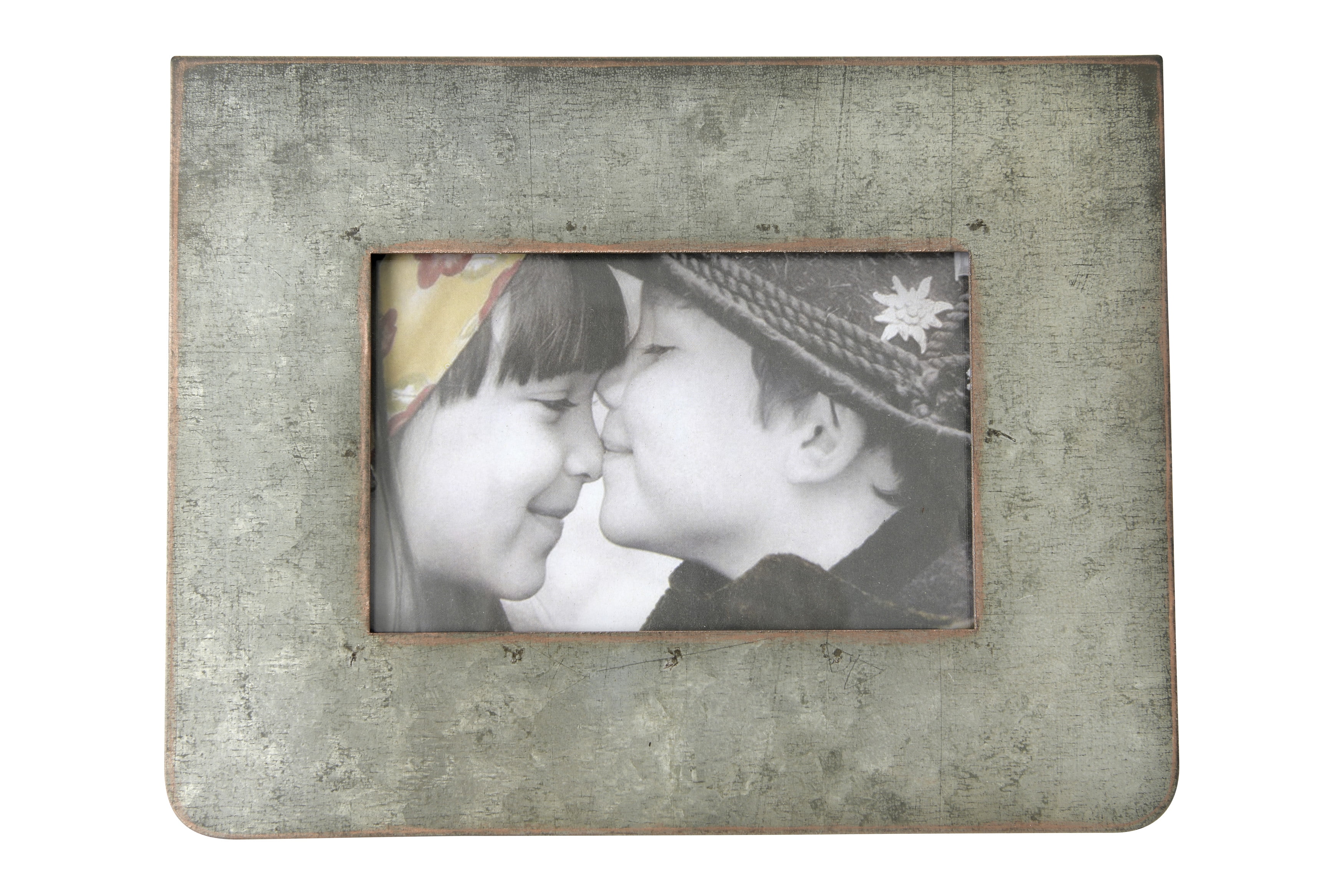 Creative CoOp Galvanized 2Sided Standing Picture Frame, 3 x 5 Photo