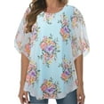 thumbnail image 2 of Fantaslook Womens Blouses Floral Ruffle 3/4 Sleeve Flowy Tops Mesh Dressy Blouses Tunic Shirts, 2 of 7