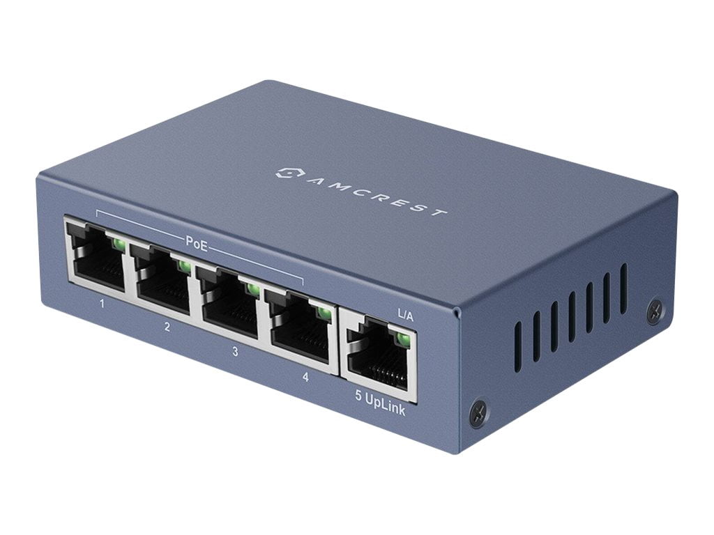 Amcrest AMPS5E4P-At-65 5-Port PoE+ Power Over Ethernet Poe Switch