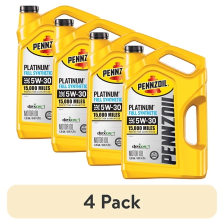 (4 pack) Pennzoil Platinum Full Synthetic 5W-30 Motor Oil, 5 Quart