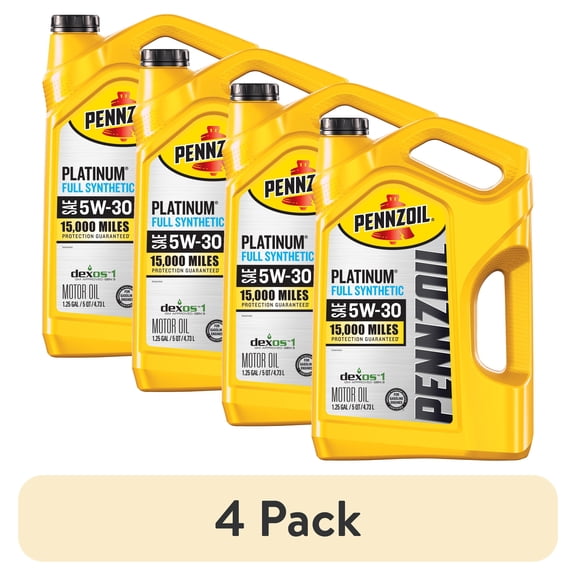 (4 pack) Pennzoil Platinum Full Synthetic 5W-30 Motor Oil, 5 Quart